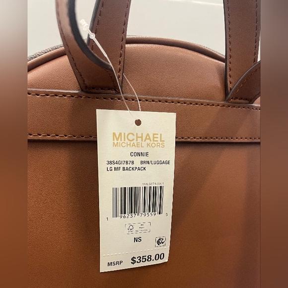 $358 Michael Kors CONNIE LG MF Backpack Handbag Brown Designer MK Bag NEW - Picture 3 of 10